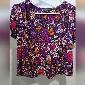 Rachel Zoe Floral Blouse - Purple and Orange